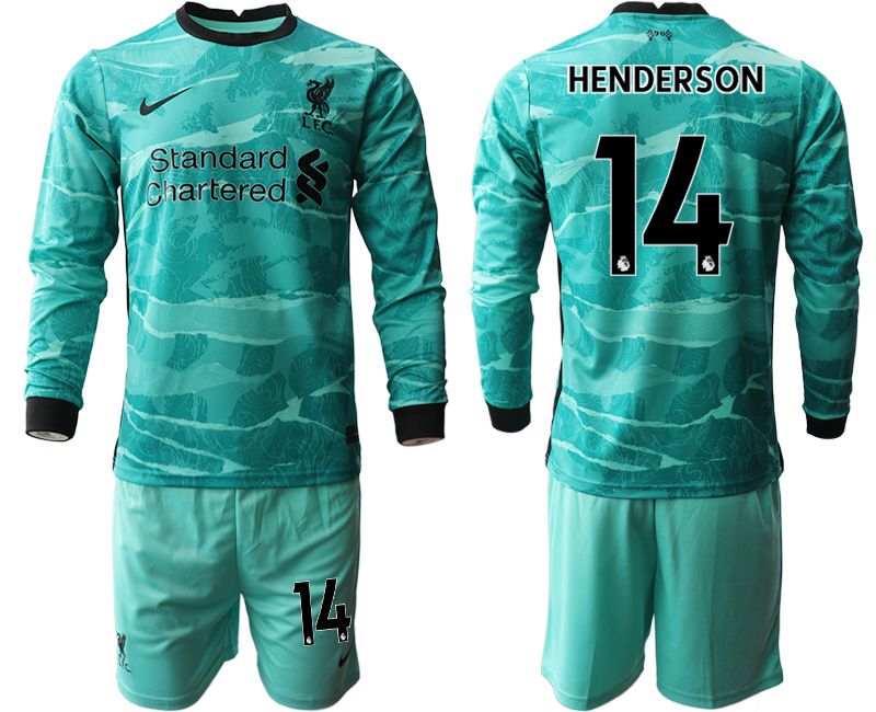 Men 2020-2021 club Liverpool away long sleeves #14 green Soccer Jerseys